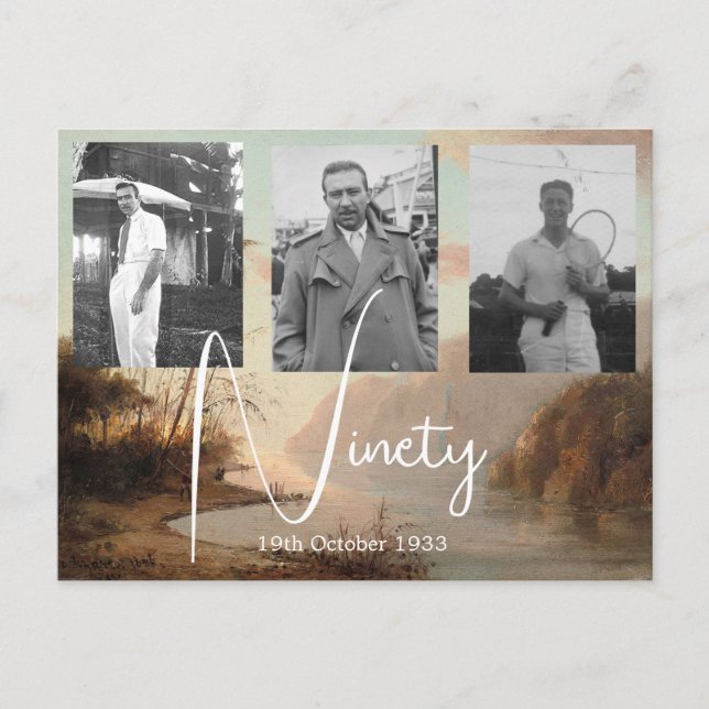 Ninetieth 90th Birthday Tropical Photo Invitation  Postcard (Front)
