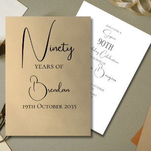 Ninetieth 90th Male Birthday Invitation