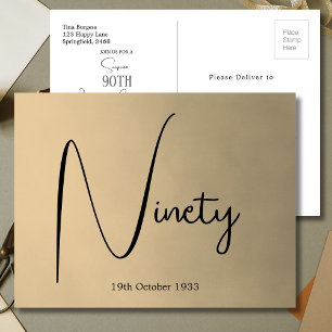 Ninetieth 90th Male Birthday Modern Invitation Postcard