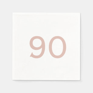 Ninetieth Birthday Blush Number White Cocktail Napkin