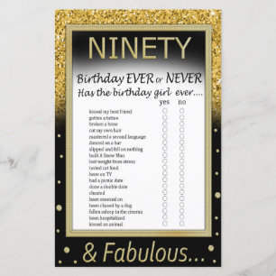 Ninety Birthday Ever or Never Game