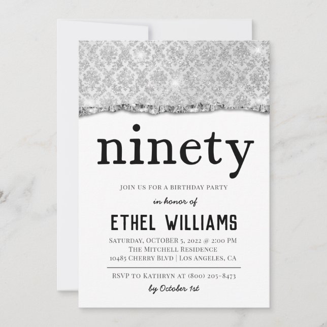 Ninety Diamond Birthday Invitation (Front)