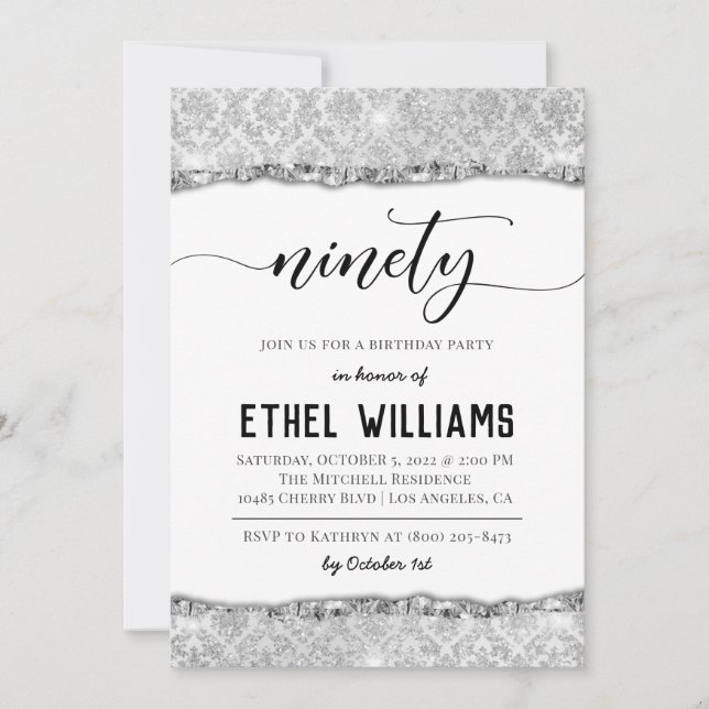 Ninety Diamond Birthday Invitation (Front)