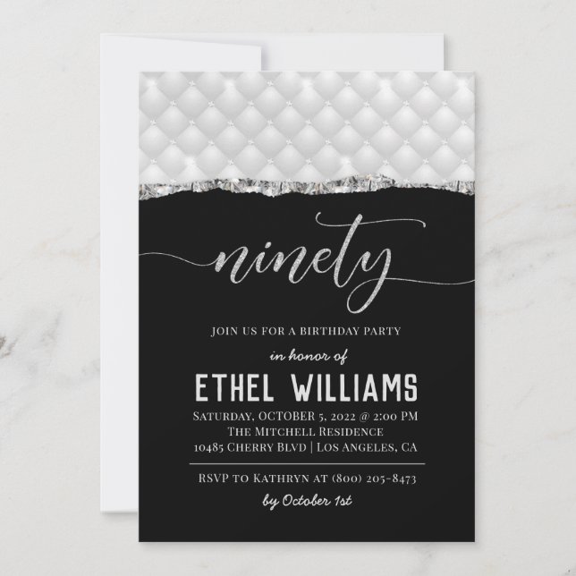 Ninety Diamond Birthday Invitation (Front)