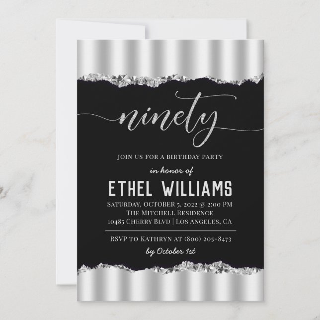 Ninety Diamond Birthday Invitation (Front)