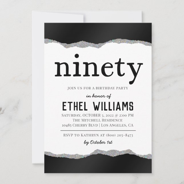 Ninety Diamond Birthday Invitation (Front)
