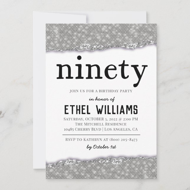 Ninety Diamond Birthday Invitation (Front)