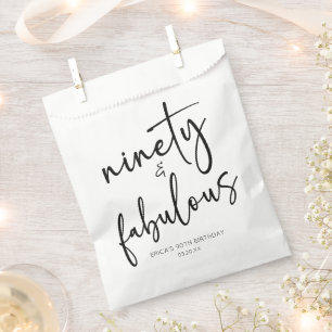 Ninety & Fabulous Minimal 90th Birthday Party Favour Bags