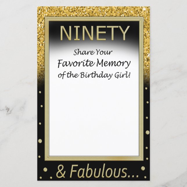 Ninety Favourite Memory of the Birthday Girl (Front)