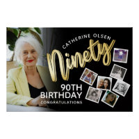 Ninety gold 90th Birthday 8 photos on black