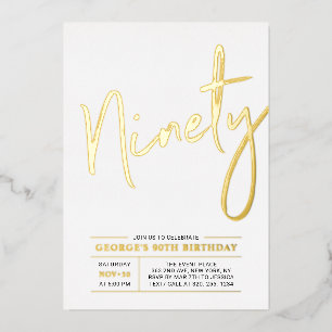 Ninety Modern Gold 90th Birthday Party