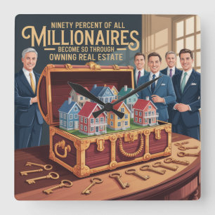 Ninety Percent Of All Millionaires Square Wall Clock