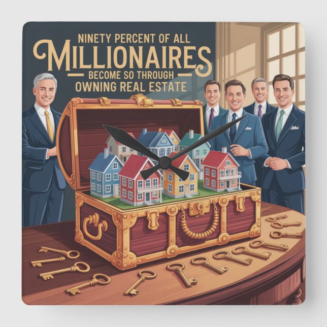 Ninety Percent Of All Millionaires Square Wall Clock (Front)