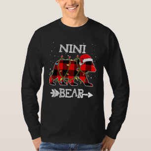 Nini Bear , Red Buffalo Plaid Mum Bear Pajama T-Shirt