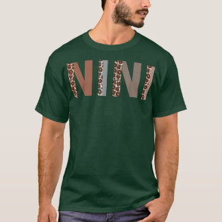 Nini Leopard Print Mum Cute Mothers Day Funny Gran T-Shirt