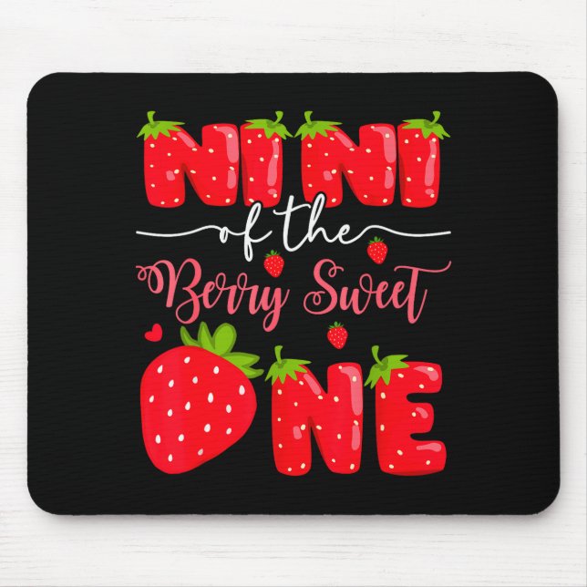 Nini Of The Berry Sweet One 1st Birthday Strawberr Mouse Mat (Front)