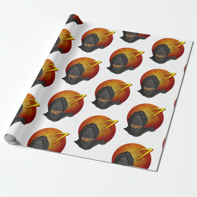 Ninja 7th Birthday Wrapping Paper (Unrolled)