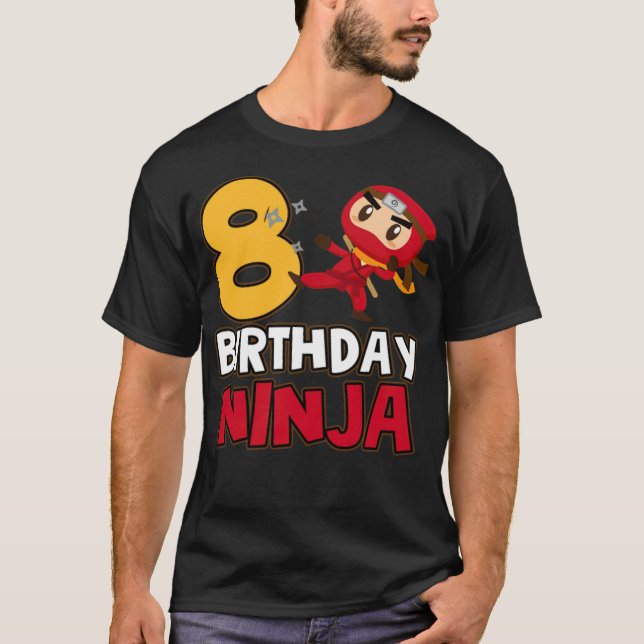 Ninja 8th  Ninja cake astronaut birthday  T-Shirt (Front)