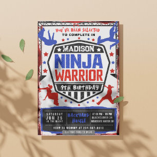Ninja Athletic Warrior Birthday Party Invitation