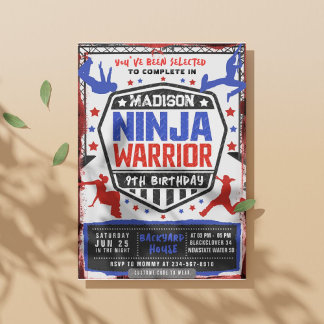 Ninja Athletic Warrior Birthday Party Invitation