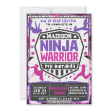 Ninja Athletic Warrior Pink Purple Birthday Party