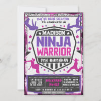 Ninja Athletic Warrior Pink Purple Birthday Party