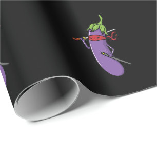 Ninja Aubergine with sword Wrapping Paper