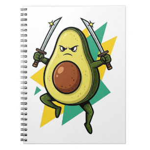 Ninja Avocado Cartoon – Funny Fruit Warrior Vector Notebook
