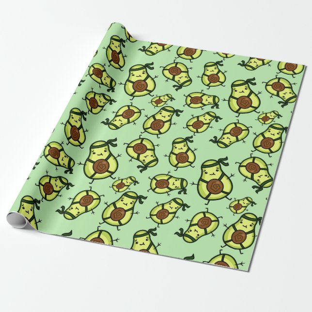 Ninja Avocado Wrapping Paper (Unrolled)
