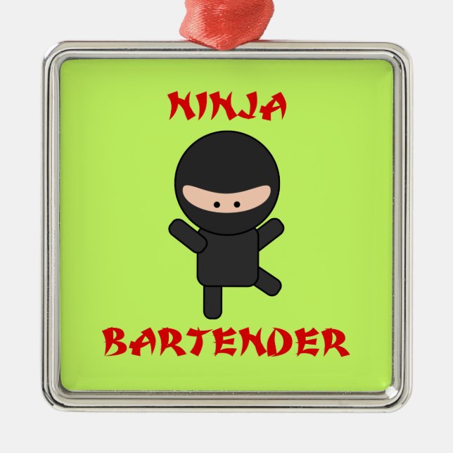 Ninja Bartender Metal Tree Decoration (Front)