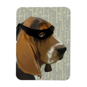 Ninja Basset Hound Dog Magnet