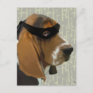 Ninja Basset Hound Dog Postcard