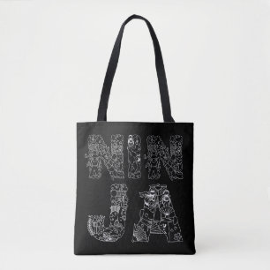 Ninja Beautiful White Text On Black Tote Bag