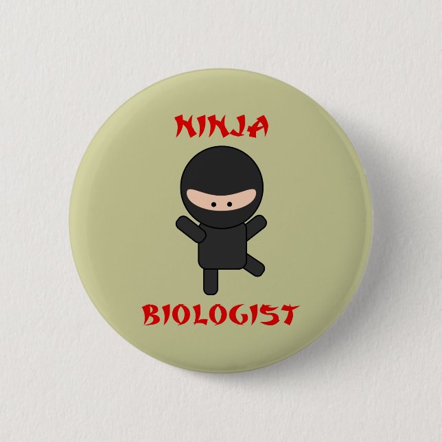 ninja biologist 6 cm round badge (Front)