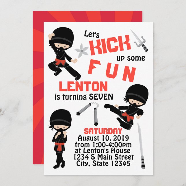 Ninja Birthday Invitation (Front/Back)