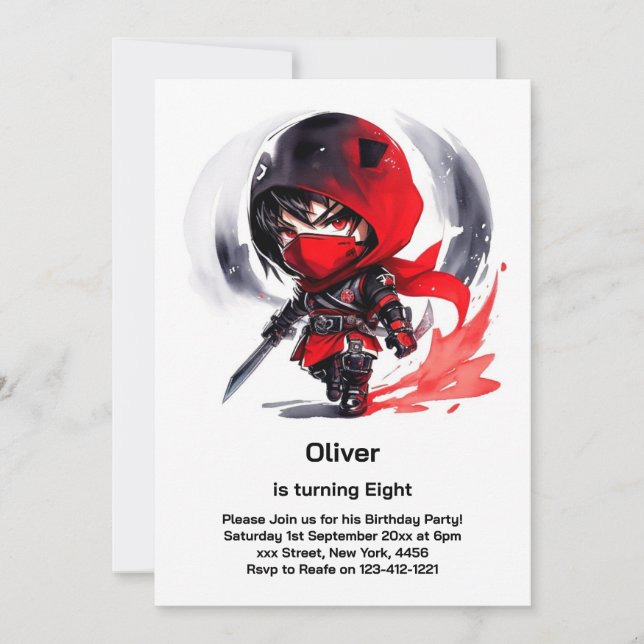 Ninja Birthday Invitation (Front)