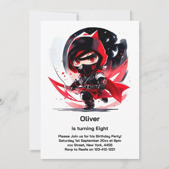 Ninja Birthday Invitation (Front)