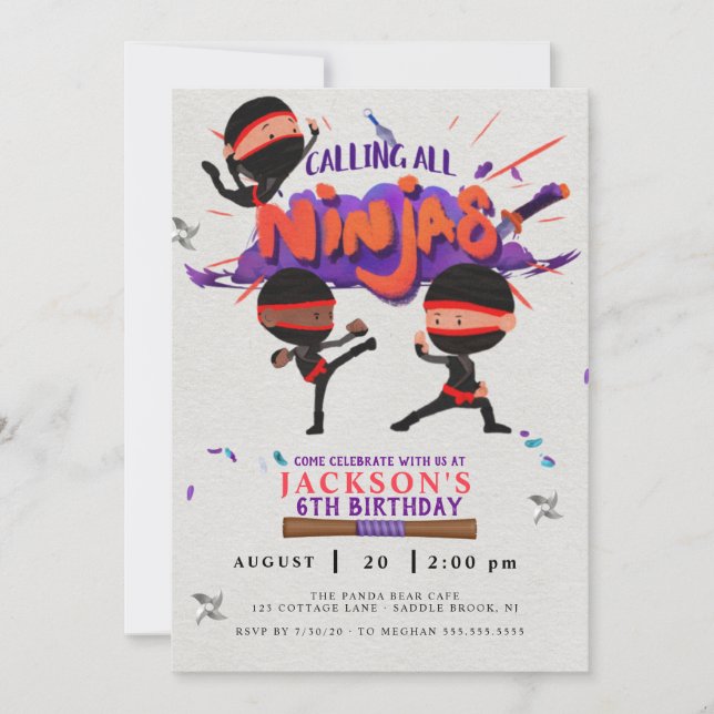 Ninja Birthday Invitation (Front)