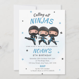 Ninja Birthday Invitation - Blue Karate Party
