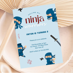 Ninja Birthday Invitation   Blue Ninja Party