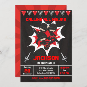 Ninja Birthday Invitation, Karate Ninja Party Invitation