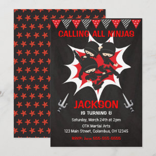 Ninja Birthday Invitation, Karate Ninja Party Invitation