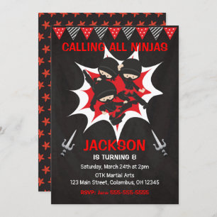 Ninja Birthday Invitation, Karate Ninja Party Invitation