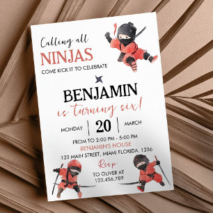 Ninja Birthday Invitation Ninja Party