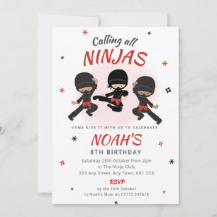 Ninja Birthday Invitation - Red Karate Party
