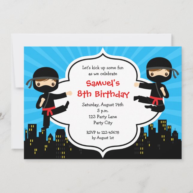 Ninja Birthday Invitations (Boys) (Front)