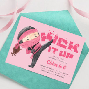 Ninja Birthday, Karate Martial Arts, Kick it up Invitation