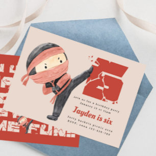 Ninja Birthday Party, Boys 6th Birthday Invitation