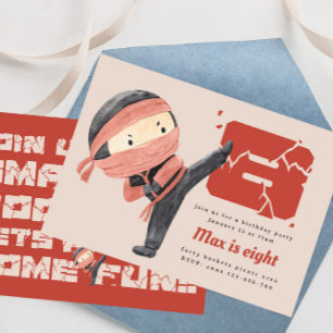 Ninja Birthday Party, Boys 8th Birthday Invitation