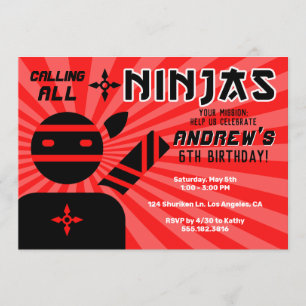 Ninja Birthday Party Invitation
